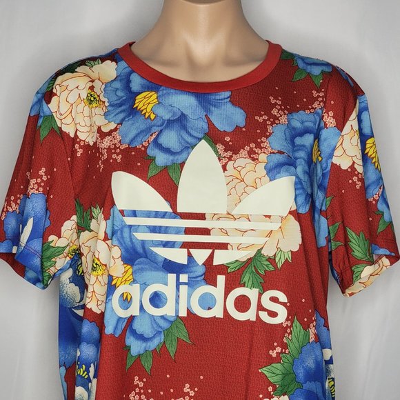 ADIDAS WOMEN C BF TREFOIL TEE IN RED SIZE M - Picture 3 of 8